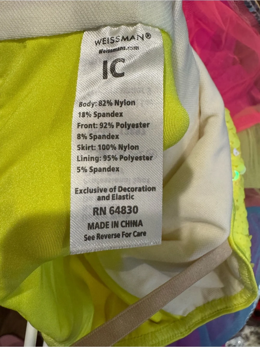 Weissman sz IC Hot Pink Rainbow Tulle Dance Costume with Removable White Jacket